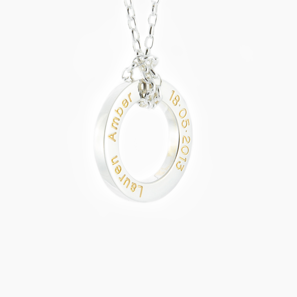 Babe jewellery set sterling silver loop with gold filled engraving