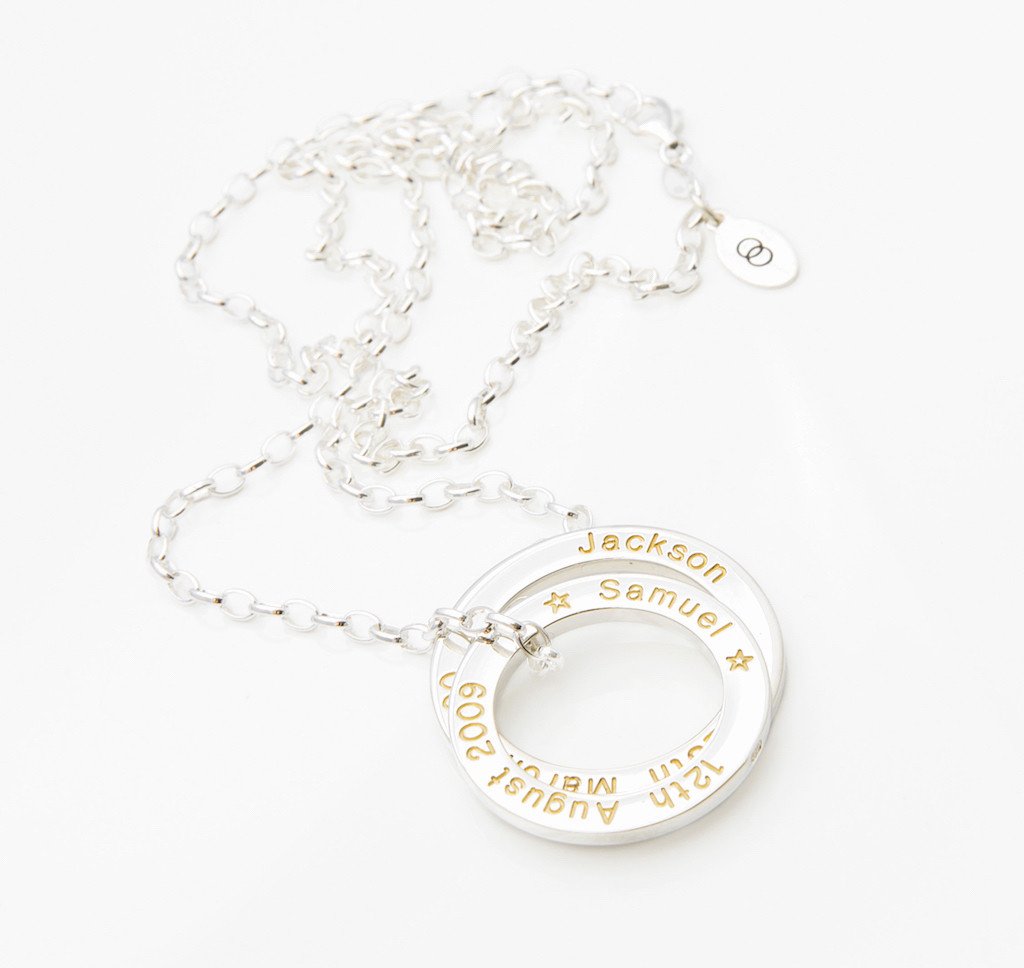 Gift jewellery for Mum with personalised writing