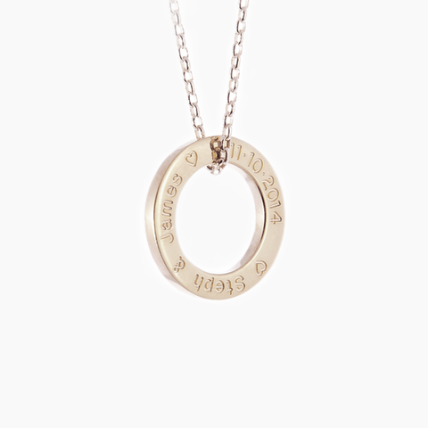 Bride and groom engraved jewellery