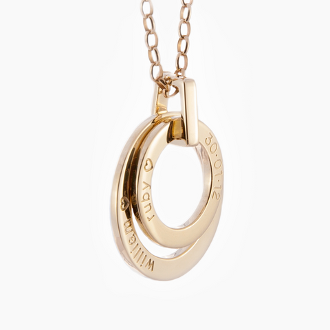 Two 9ct yellow gold engraved loops with link and chain NZ