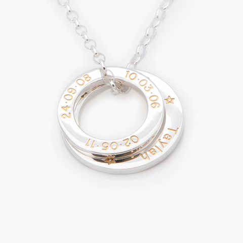 Gold fill engraved rings with silver chain NZ
