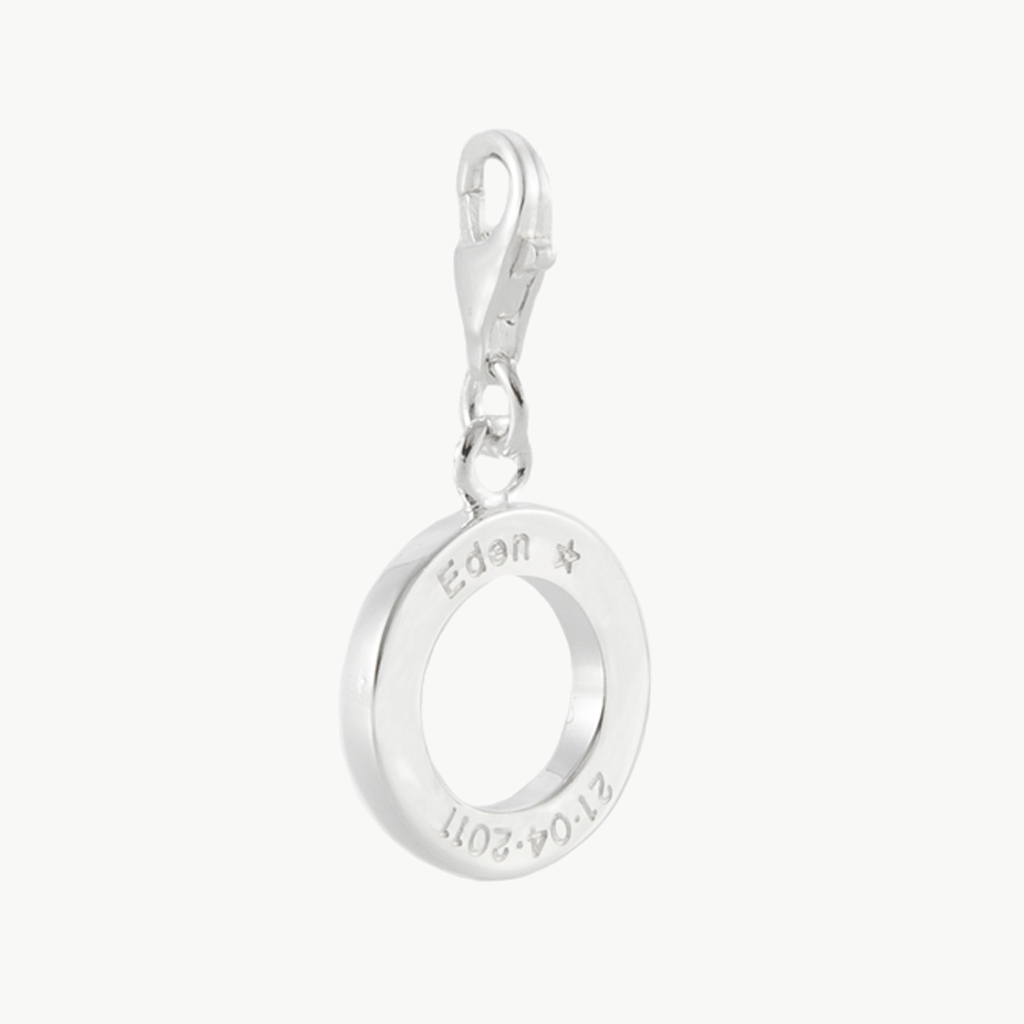 Clip charm for bracelet with engraved and personalised