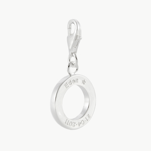 Clip charm for bracelet with engraved and personalised