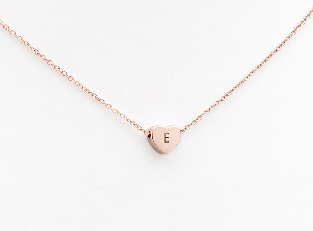 Rose gold LoveHeart initial jewelry