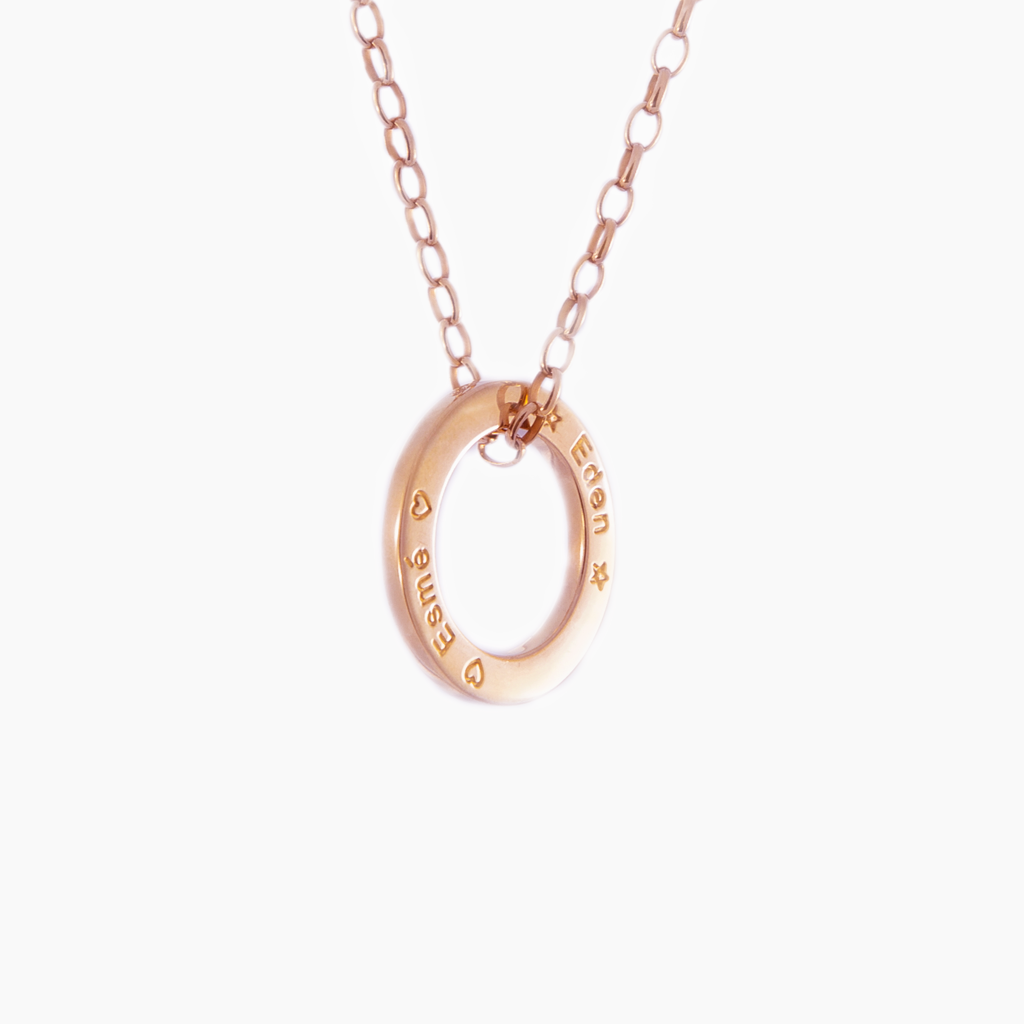9 ct rose gold personalised loop and chain 