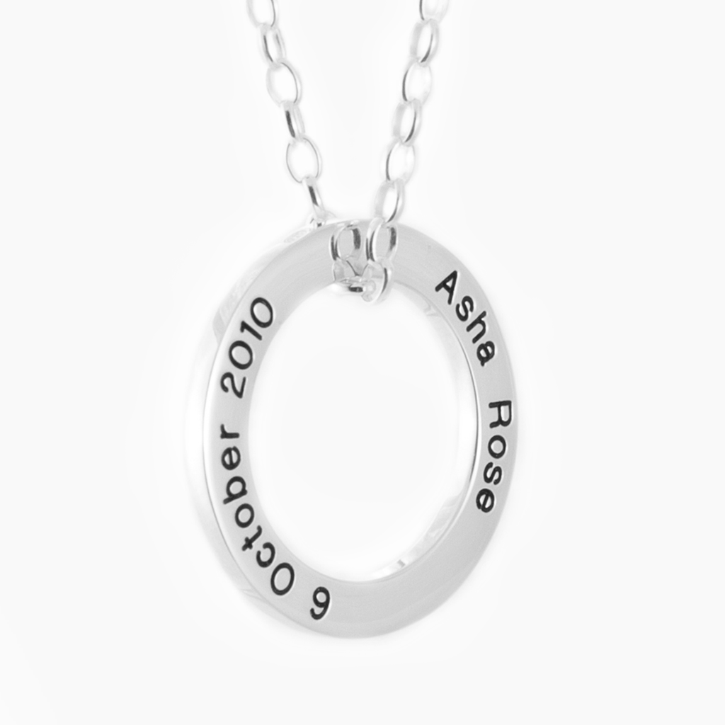 Personalised necklace with blackened engraving