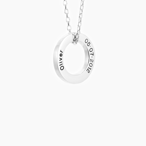 Black fill engraved loop and sterling silver chain set