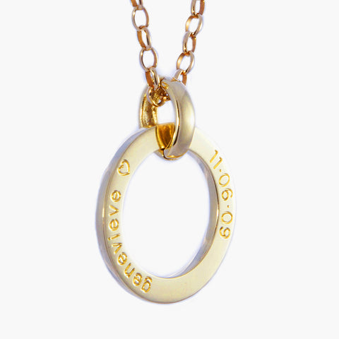 Gold personalised engraved pendant set