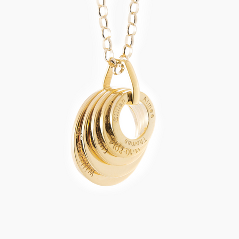 Dazzle yellow gold five loop pendant for mums and grandmothers