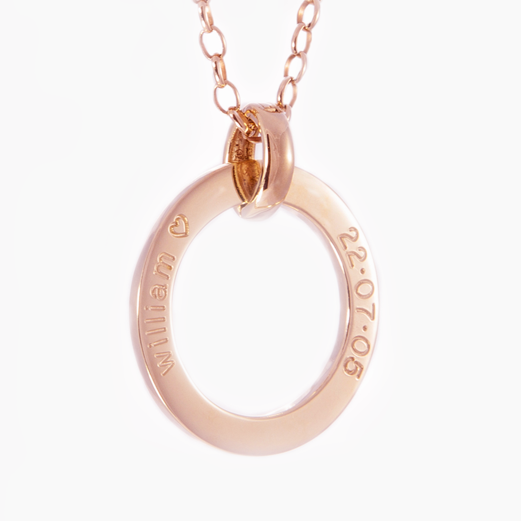 Rose gold personalised loop engraved necklace