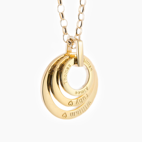 Yellow gold heirloom jewelry with personalized writing